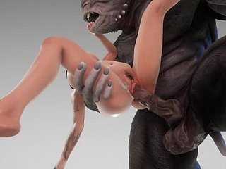 Schattig meisje vrienden met het animalistic Beamy Cock animalistic 3D Porn Unrestrained Life